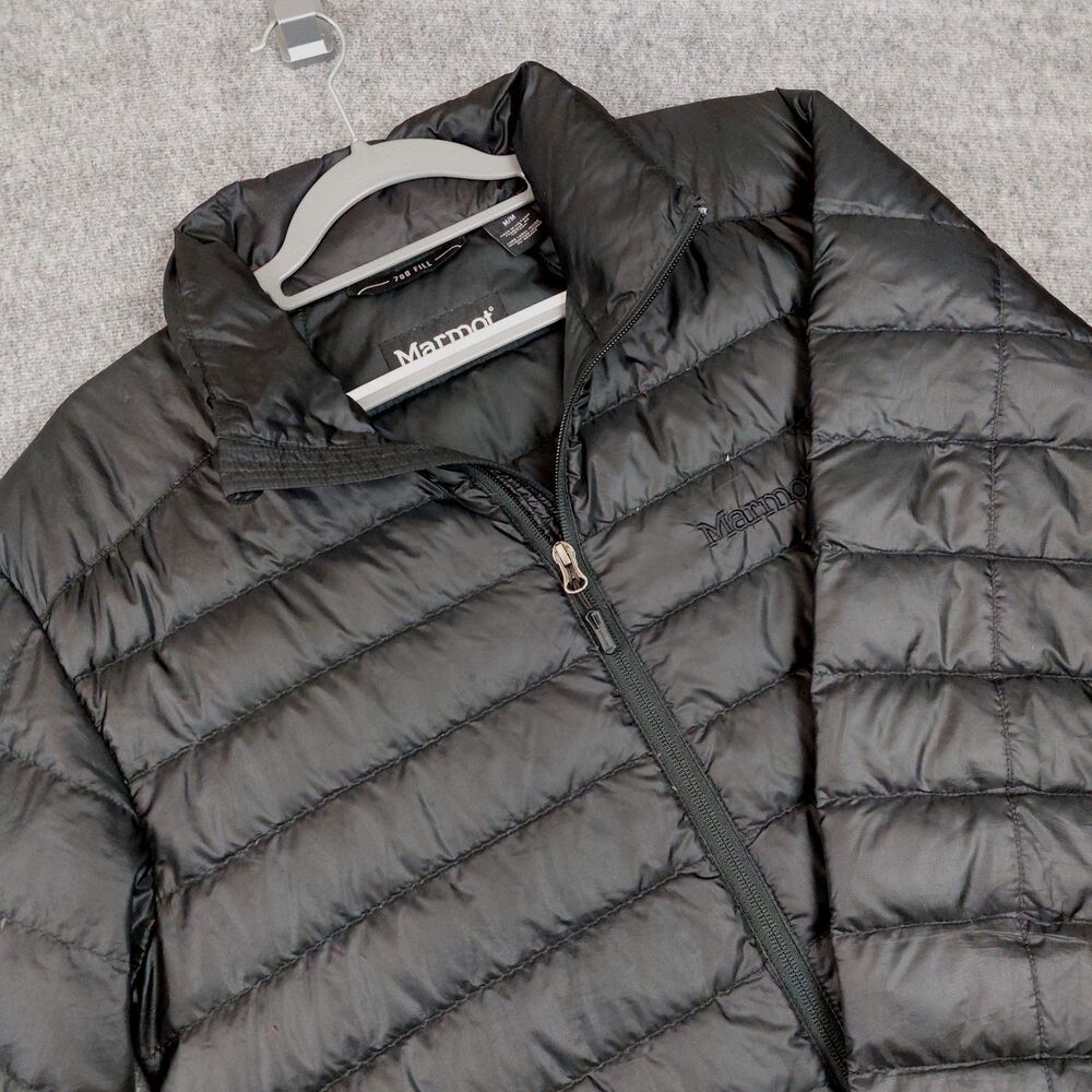 Marmot Men's Medium 700 Fill Duck Down Lightweight Puffer Full Zip Jacket Black